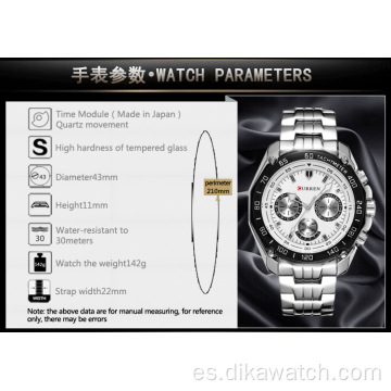 Reloj CURREN 8077 para hombre, reloj de pulsera deportivo resistente al agua de marca de lujo superior, cronógrafo de cuarzo, reloj militar Masculino